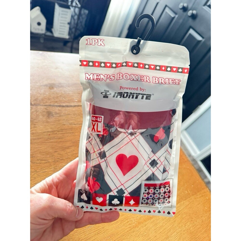Ironyte brand playing card print boxer briefs in a men's XL